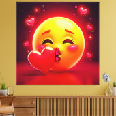 Kus-emoji: Liefde en Harten Kunst Canvas Afdruk (Insitu (Woonkamer))
