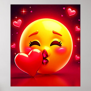 Kus-emoji: Liefde en Hartjes Kunst Poster