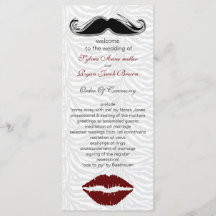 Kus en snor zebra strepen bruiloft programma