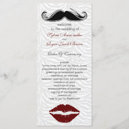 Kus en snor zebra strepen bruiloft programma programmakaart