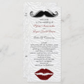 Kus en snor zebra strepen bruiloft programma programmakaart (Voorkant / Achterkant)