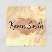 Kus Handgeschilderd Aquarel | Visagist Vierkante Visitekaartje (Achterkant)