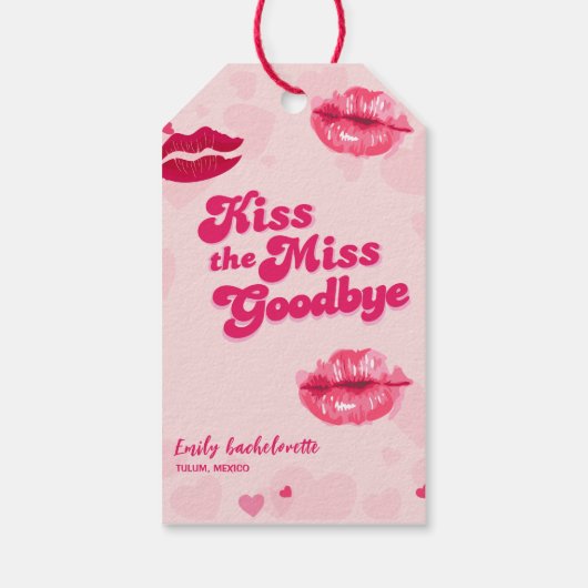 Kus het Miss Goodbye Bachelorette Weekendfeest Cadeaulabel (Achterkant)