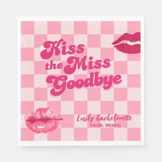 Kus het Miss Goodbye Bachelorette Weekendfeest Servet (Voorkant)