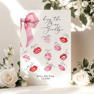 Kus het Miss Goodbye Pink Bow Hen-feest Poster