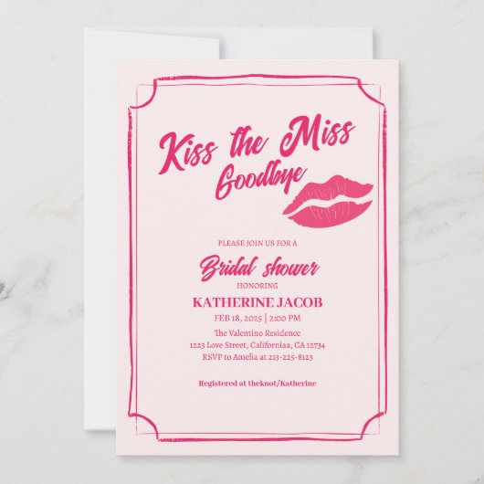 Kus het Miss Goodbye valentijn vrijgezellenfeest Kaart (Voorkant)