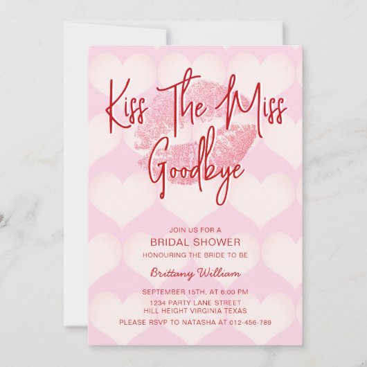 Kus het Miss Goodbye Valentijnse Vrijgezellenfeest Kaart (Voorkant)