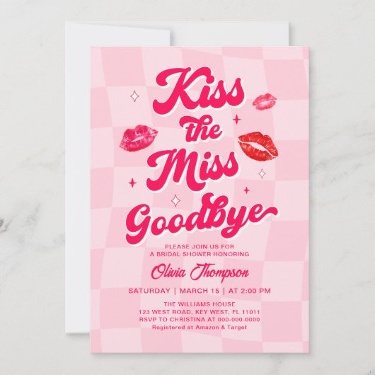 Kus het Miss Goodbye Vrijgezellenfeest Kaart (Voorkant)