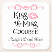 Kus het Miss Goodbye Vrijgezellenfeest Kartonnen Onderzetters (Voorkant)