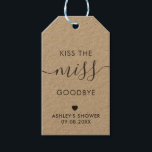 Kus het Miss Goodbye Vrijgezellenfeest Label, Kraf Cadeaulabel<br><div class="desc">Dit zijn de perfecte kleine cadeautjes labels. U kunt voor- en achtertekst aanpassen en de kleuren wijzigen.</div>