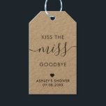 Kus het Miss Goodbye Vrijgezellenfeest Label, Kraf Cadeaulabel<br><div class="desc">Dit zijn de perfecte kleine cadeautjes labels. U kunt voor- en achtertekst aanpassen en de kleuren wijzigen.</div>