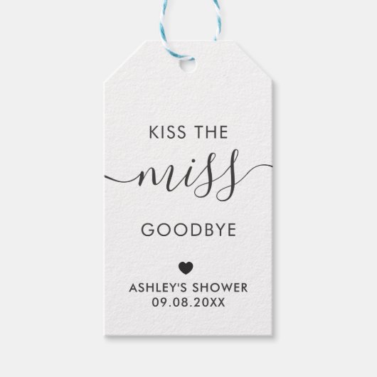 Kus het Miss Goodbye Vrijgezellenfeest Label, Kraf Cadeaulabel (Voorkant)