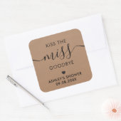 Kus het Miss Goodbye Vrijgezellenfeest Label, Kraf Vierkante Sticker (Envelop)
