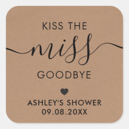 Kus het Miss Goodbye Vrijgezellenfeest Label, Kraf Vierkante Sticker