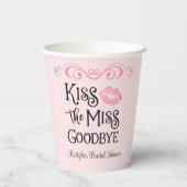 Kus het Miss Goodbye Vrijgezellenfeest Papieren Bekers (Achterkant)