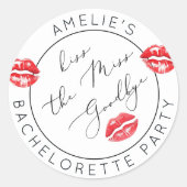 Kus het Miss Goodbye vrijgezellenfeest Ronde Sticker (Voorkant)