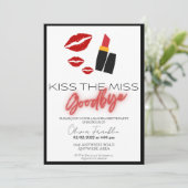 Kus het vrijgezellenfeest van het missen afscheid kaart (Staand voorkant)