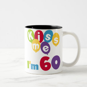 Kus, ik ben 60-jarige overhemden en cadeautjes. tweekleurige koffiemok