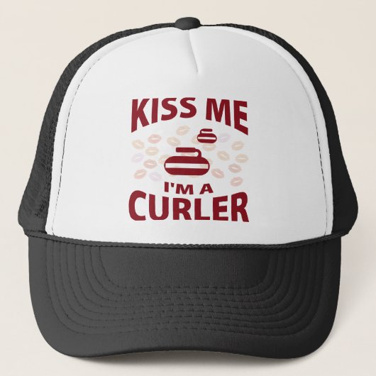 Kus, ik ben een curler. trucker pet (Voorkant)