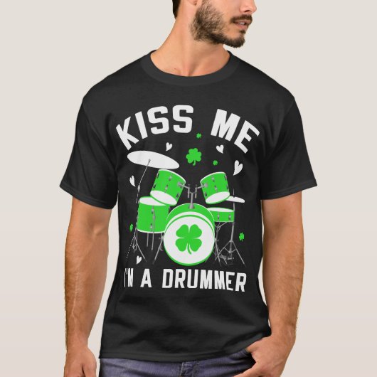 Kus Ik ben een drummer St Patrick's Day T-shirt (Voorkant)