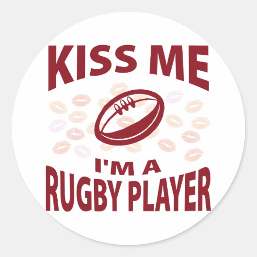 Kus, ik ben een Rugby-speler Ronde Sticker (Voorkant)