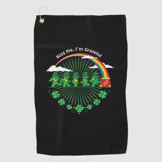 Kus Ik ben Grateful Leprechauns Rainbow St Patric Golfhanddoek (Voorkant)