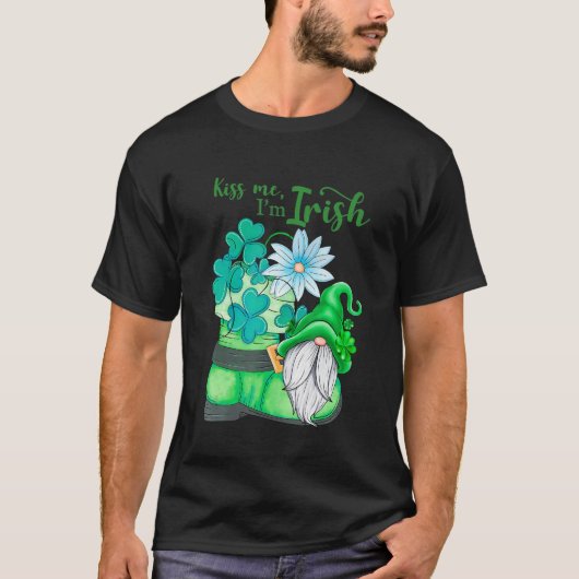 Kus, ik ben Iers Green Shamrock Gnome met Lucky T-shirt (Voorkant)