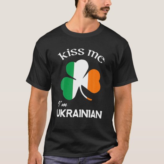 Kus Ik ben Oekraïens Shamrock Ukraine St. Patrick T-shirt (Voorkant)