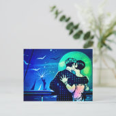 Kus in de Moonlight bij het Vrijheidsbeeld Briefkaart (Staand voorkant)