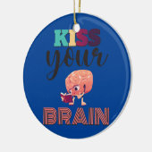 Kus je brein grappig terug naar school leraar keramisch ornament (Links)