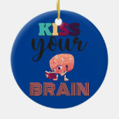 Kus je brein grappig terug naar school leraar keramisch ornament (Achterkant)