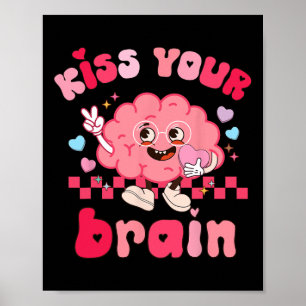 Kus je brein Retro Valentijnsdag Valentijn thee Poster