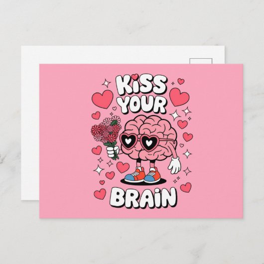 Kus je brein Valentijnsdag grappige leraar Uitnodiging Briefkaart (Voorkant / Achterkant)