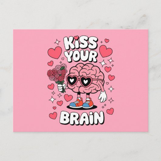 Kus je brein Valentijnsdag grappige leraar Uitnodiging Briefkaart (Voorkant)