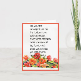 "Kus je leven" Opgevouwen Opmerking Kaart