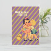 kus kinder retro kinderfeestje kaart (Staand voorkant)