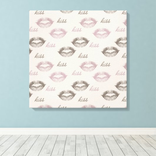 Kus Lippen Canvas Afdruk (Insitu (Houten vloer))