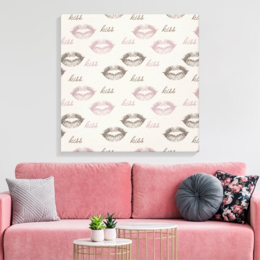Kus Lippen Canvas Afdruk (Insitu (Woonkamer))