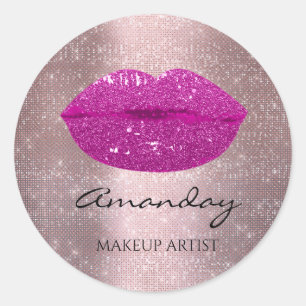 Kus Lippen Make-up Aangepaste Naam Violet Berry Ronde Sticker