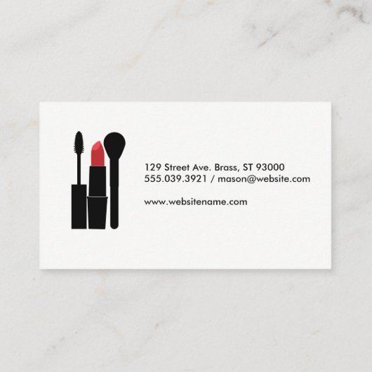 Kus Lippenstift | Houtstructuur Visitekaartje (Achterkant)