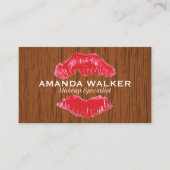 Kus Lippenstift | Houtstructuur Visitekaartje (Voorkant)