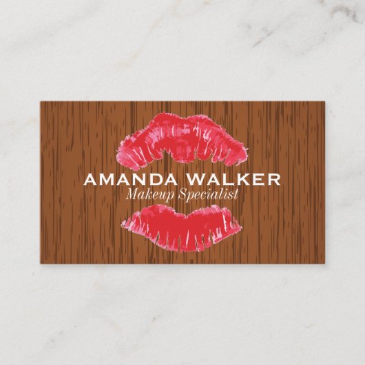 Kus Lippenstift | Houtstructuur Visitekaartje (Voorkant)