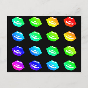 Kus Lips Colorful Rainbow Colors Lipstick Kus Briefkaart