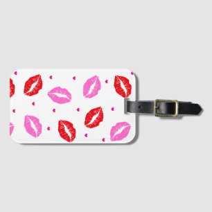 Kus Lips Roze en Rood, Harten Bagagelabel