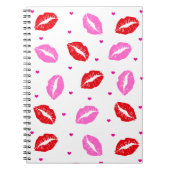 Kus Lips Roze en Rood, Harten Notitieboek (Voorkant)