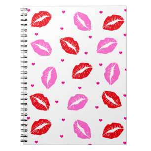 Kus Lips Roze en Rood, Harten Notitieboek