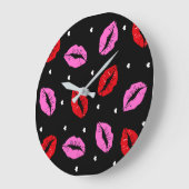 Kus Lips Roze Rood, Acrylblanco wandklok SM/LG (Hoek)