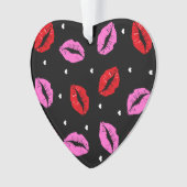 Kus Lips roze rood harten Acrylische Ornamenten Bl (voorkant)