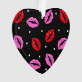 Kus Lips roze rood harten Acrylische Ornamenten Bl (voorkant)