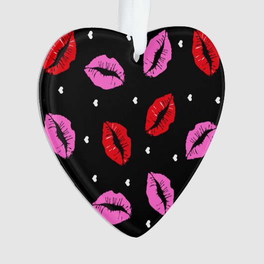 Kus Lips roze rood harten Acrylische Ornamenten Bl (voorkant)